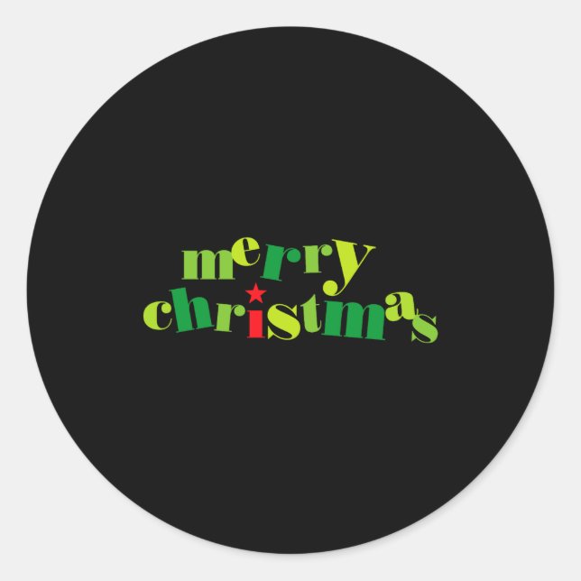 Sticker Rond Merry Christmas Modern Tygraphy  (Devant)