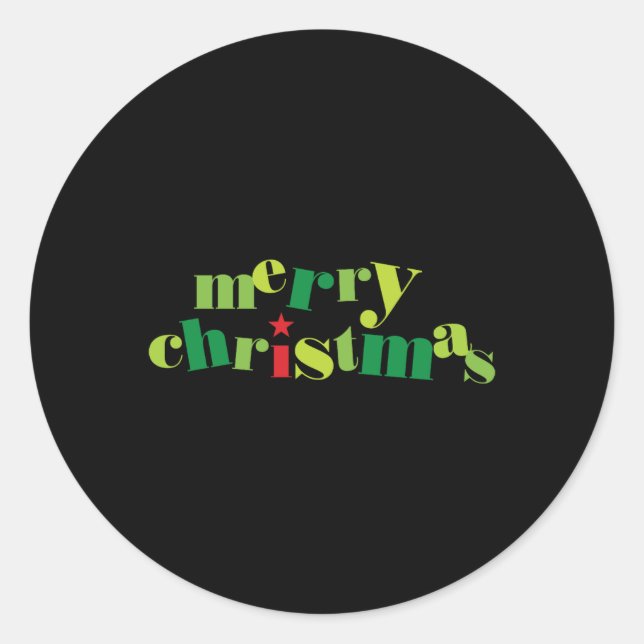 Sticker Rond Merry Christmas Modern Tygraphy T Shirt  (Devant)