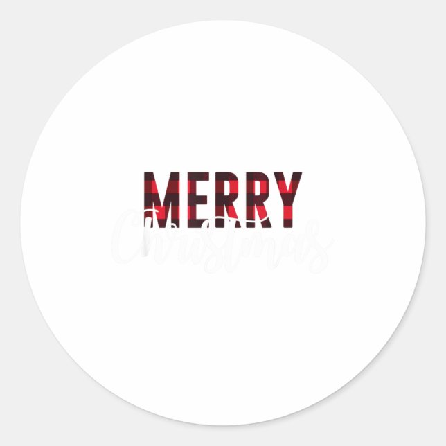 Sticker Rond Merry Christmas Plaid Graphic Christmas Letter Pri (Devant)