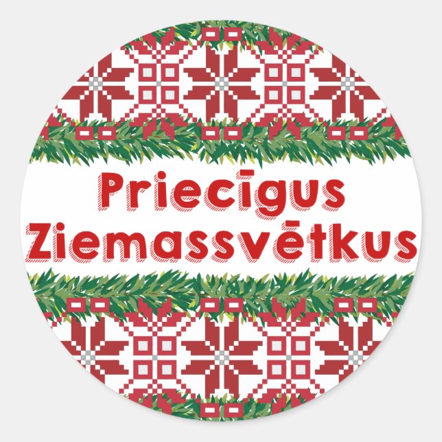 Sticker Rond Merry Christmas Priecīgus Sacassētkus (Devant)