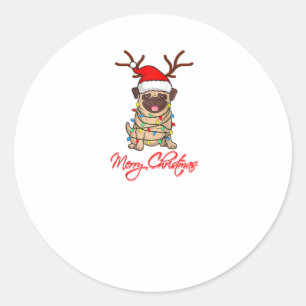 Sticker Rond MERRY CHRISTMAS Propriétaire du CARLIN Vilain Noël