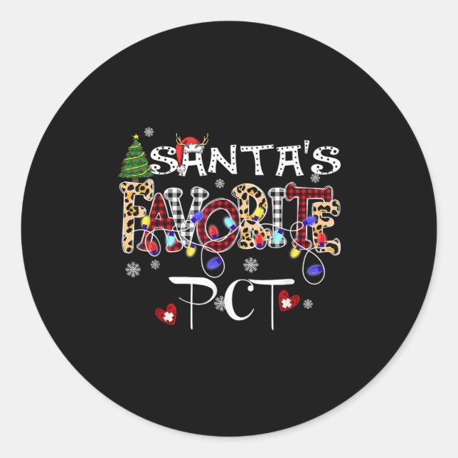 Sticker Rond Merry Christmas Santa's Favorite Pct Patient Care  (Devant)