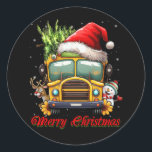 Sticker Rond Merry Christmas School Bus Driver X mas Snowman Re<br><div class="desc">le meilleur conducteur de bus scolaire autour en portant ce drôle de conducteur de bus scolaire! Soyez excité pour la rentrée scolaire avec ce design de retour à l'école pour les conducteurs de bus! Idéal pour le conducteur de bus si vous aimez votre bus scolaire. Busman. Es-tu un chauffeur de...</div>