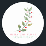 Sticker Rond Merry Christmas simple minimal<br><div class="desc">Joyeux Noël simple minimum autocollants étiquettes</div>