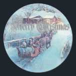 Sticker Rond MERRY CHRISTMAS SLEIGH RICHE par SHARON SHARPE<br><div class="desc">MERRY CHRISTMAS SLEIGH RICHE d'une aquarelle originale par SHARON SHARPE</div>