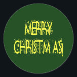 Sticker Rond Merry Christmas Starry<br><div class="desc">Joyeux Noël Starry Night Font produit de typographie. L'image customisée est festive sur n'importe quel produit.</div>