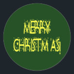 Sticker Rond Merry Christmas Starry<br><div class="desc">Joyeux Noël Starry Night Font produit de typographie. L'image customisée est festive sur n'importe quel produit.</div>