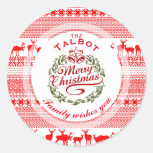 Sticker Rond MERRY CHRISTMAS Traditionnel personnalisé Round S
