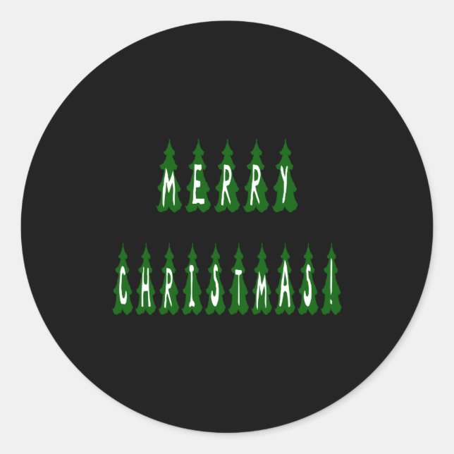 Sticker Rond Merry Christmas Tree Font Girls And Boys  (Devant)