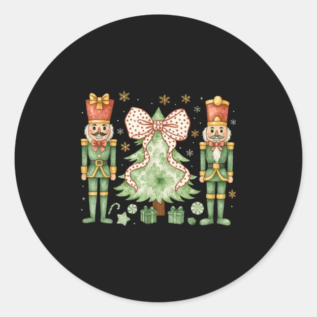 Sticker Rond Merry Christmas Tree Nutcracker Ballet Dance Women (Devant)