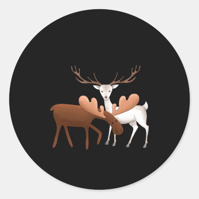 Sticker Rond Merry Christmoose Happy New Deer T Shirt  (Devant)