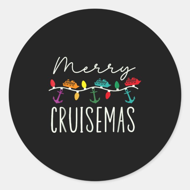 Sticker Rond Merry Cruise-mas Cruise Christmas Xmas Pajamas Hol (Devant)