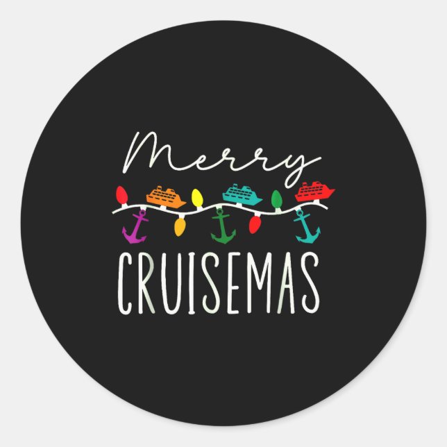 Sticker Rond Merry Cruise-mas Cruise Christmas Xmas Pajamas Hol (Devant)