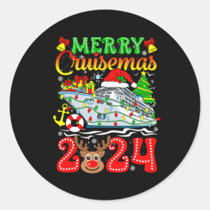 Sticker Rond Merry Cruisemas 2024 Croisière Noël Rudolph Xmas
