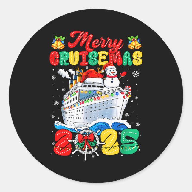 Sticker Rond Merry Cruisemas 2025 Christmas Santa Groovy Cruise (Devant)