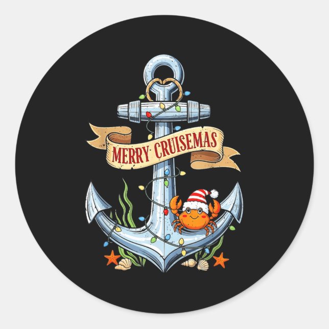 Sticker Rond Merry Cruisemas 2025 Nautical Cruise Christmas Fam (Devant)