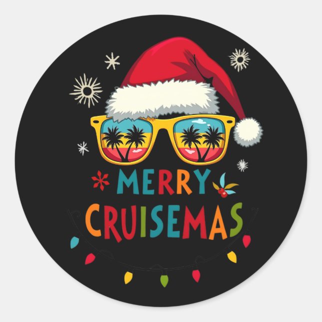 Sticker Rond Merry Cruisemas 2025 Noël Père Noël Reindeer (Devant)