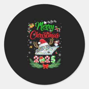 Sticker Rond Merry Cruisemas 2025 Noël Santa Père Noël Renne Cr