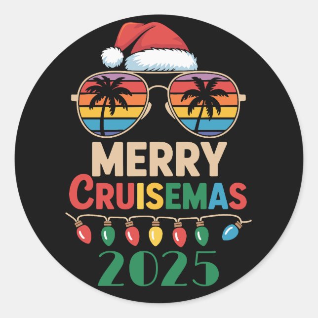 Sticker Rond Merry Cruisemas 2025 Personalized Xmas Cruise (Devant)