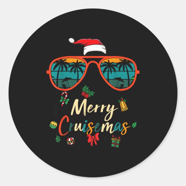 Sticker Rond Merry Cruisemas 2025 Xmas Santa Reindeer Cruise Ma (Devant)