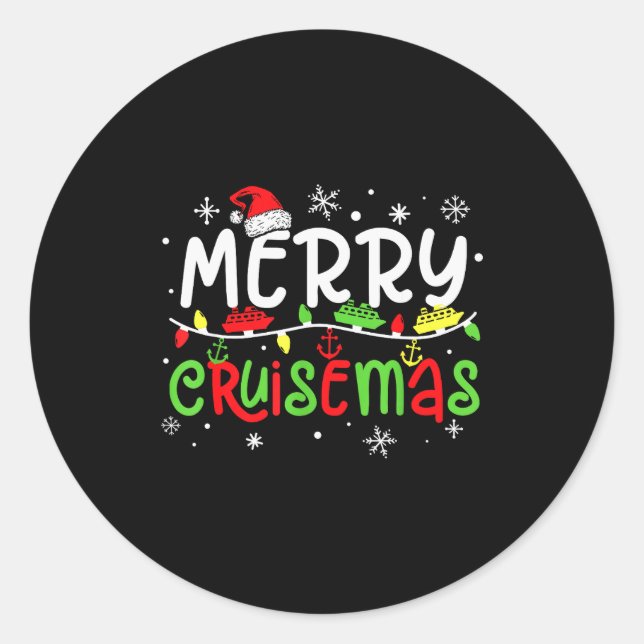 Sticker Rond Merry Cruisemas Christmas Xmas Cruise Family Pajam (Devant)