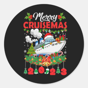 Sticker Rond Merry Cruisemas croisière en famille Noël 2023 Amu