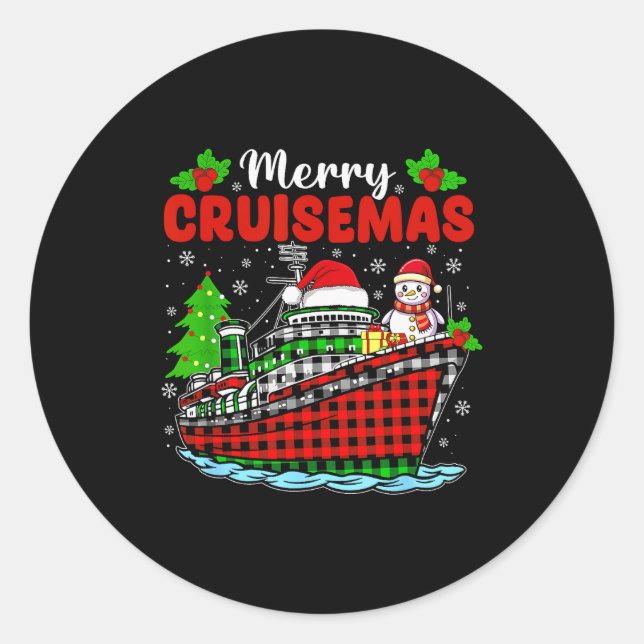 Sticker Rond Merry Cruisemas Cruise Christmas Family Xmas Pajam (Devant)