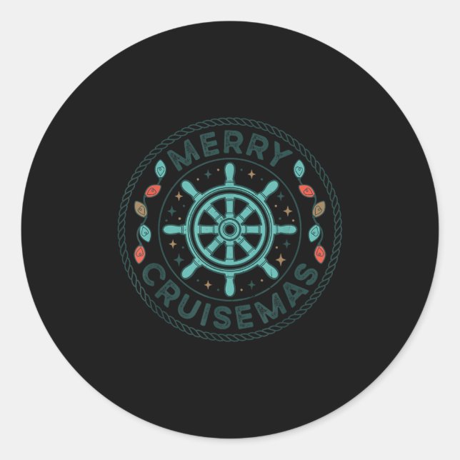Sticker Rond Merry Cruisemas Cruise Christmas Light Matching Fa (Devant)