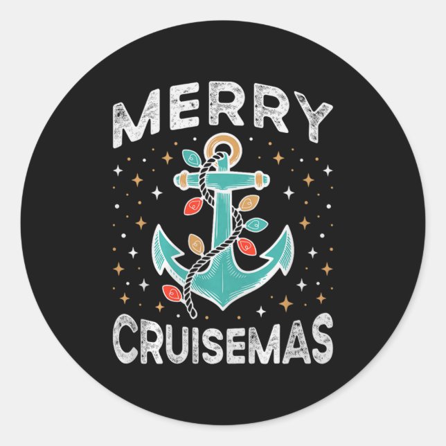 Sticker Rond Merry Cruisemas Cruise Christmas Light Matching Fa (Devant)