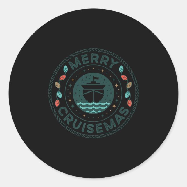 Sticker Rond Merry Cruisemas Cruise-mas Christmas Cruise Family (Devant)