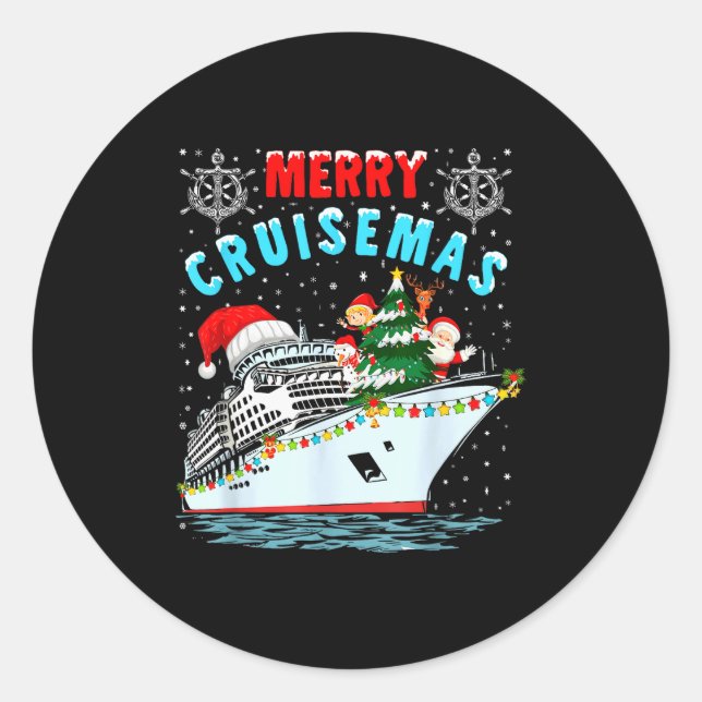 Sticker Rond Merry Cruisemas Cruise Ship Family Christmas  (Devant)