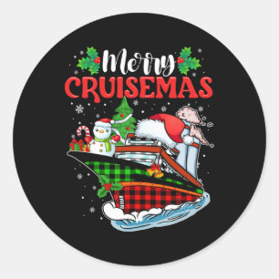 Sticker Rond Merry Cruisemas Famille Croisière Noël Drôle