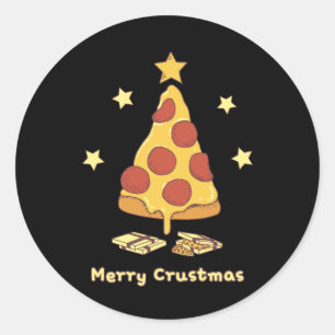Sticker Rond Merry Crustmas - Pizza Christmas