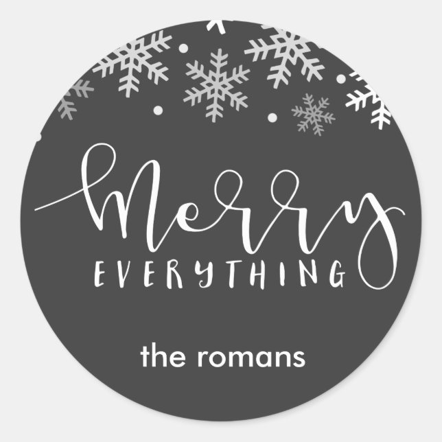 Sticker Rond Merry Everything Holiday Snowflake GIft (Devant)
