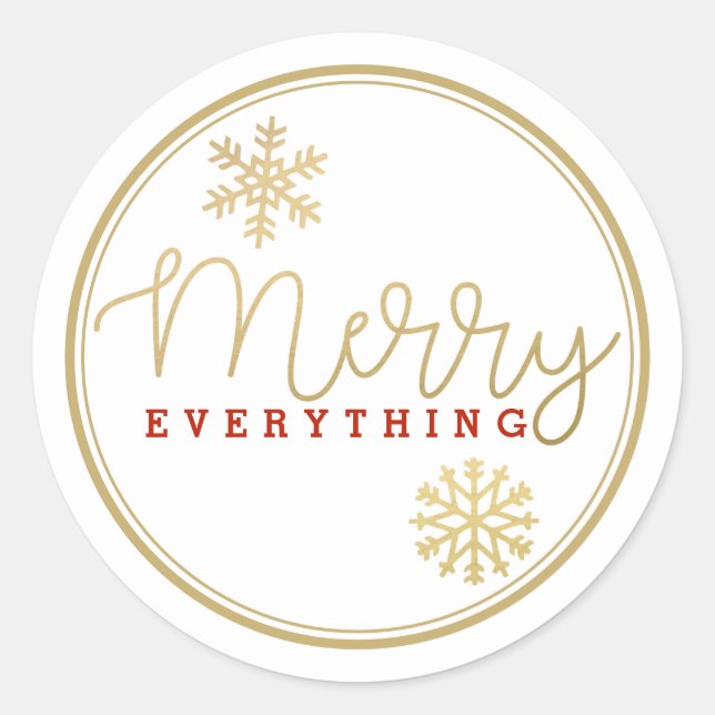 Sticker Rond Merry Everything Or et Red Enveloppe Sceau (Devant)