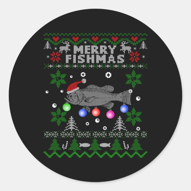Sticker Rond Merry Fishers Vilain Pêche Grosse Bouche basse (Devant)