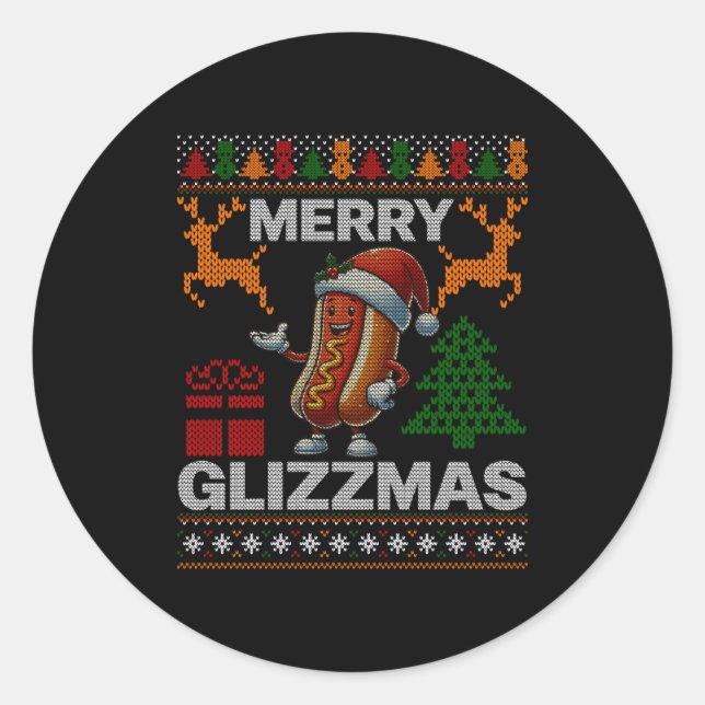 Sticker Rond Merry Glizzmas -christmas Glizy Matching Family Ug (Devant)