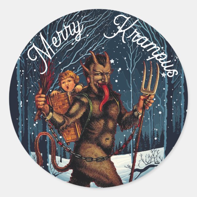 Sticker Rond Merry Krampus (Devant)