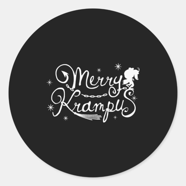 Sticker Rond Merry Krampus German Folklore Christmas For Krampu (Devant)