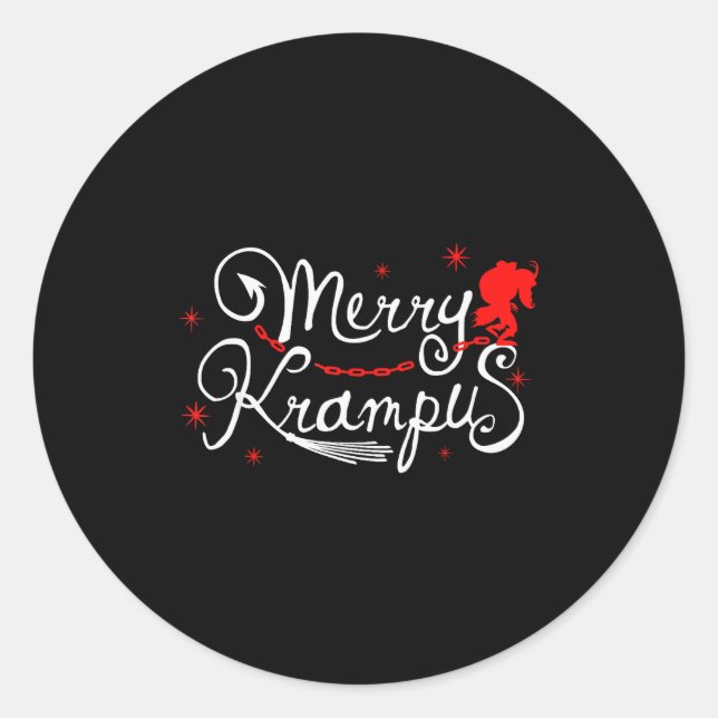 Sticker Rond Merry Krampus German Folklore Christmas For Krampu (Devant)