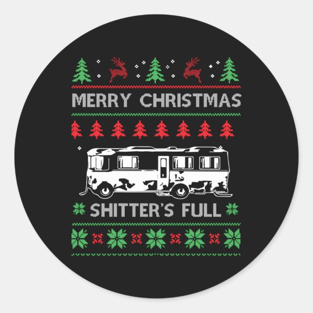 Sticker Rond Merry Shitter'S Full Ugly (Devant)