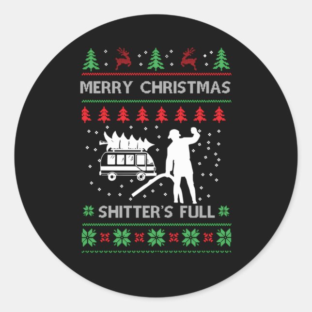 Sticker Rond Merry Shitter'S Full Ugly (Devant)