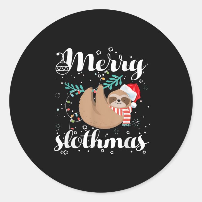 Sticker Rond Merry Slothmas Christmas Pajama For Sloth Lovers  (Devant)