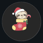 Sticker Rond Merry Slothmas Funny Sloth For Christmas<br><div class="desc">Merry Slothmas - Nice Christmas with a sloth. A funny pun with slot and christmas. A sweet christmas for fault lover. The sloth carries a Christmas hat</div>