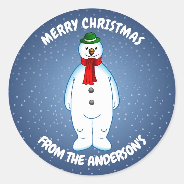 Sticker Rond Merry Snowman (Devant)