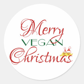 Sticker Rond Merry Vegan Christmas