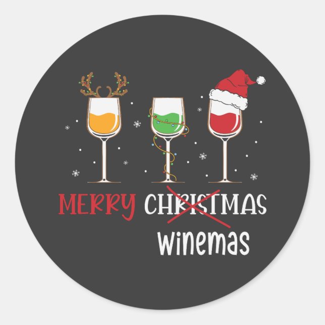 Sticker Rond Merry Winemas (Devant)