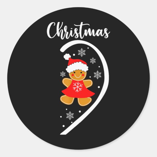 Sticker Rond Merry Xmas Matching Christmas Pajama Black Crew Ne (Devant)