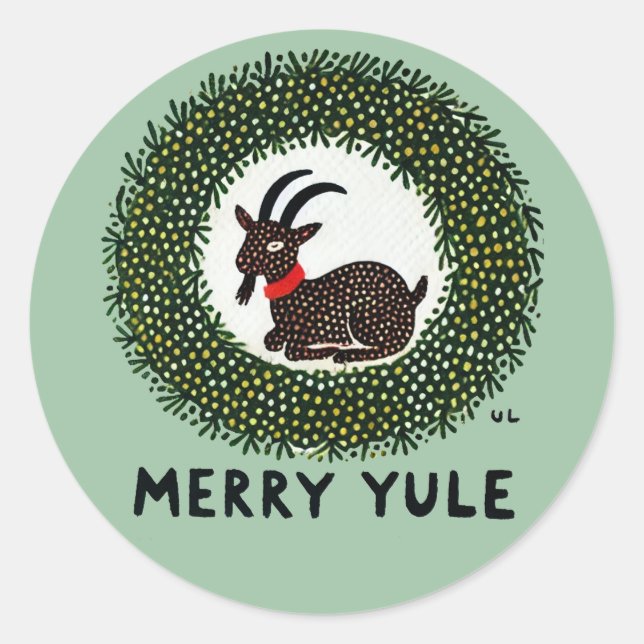 Sticker Rond Merry Yule Chèvre (Devant)
