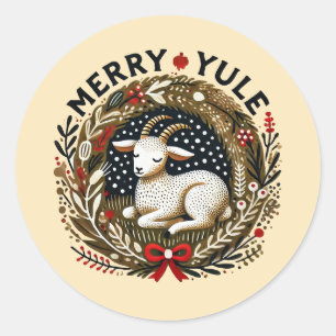 Sticker Rond Merry Yule Chèvre